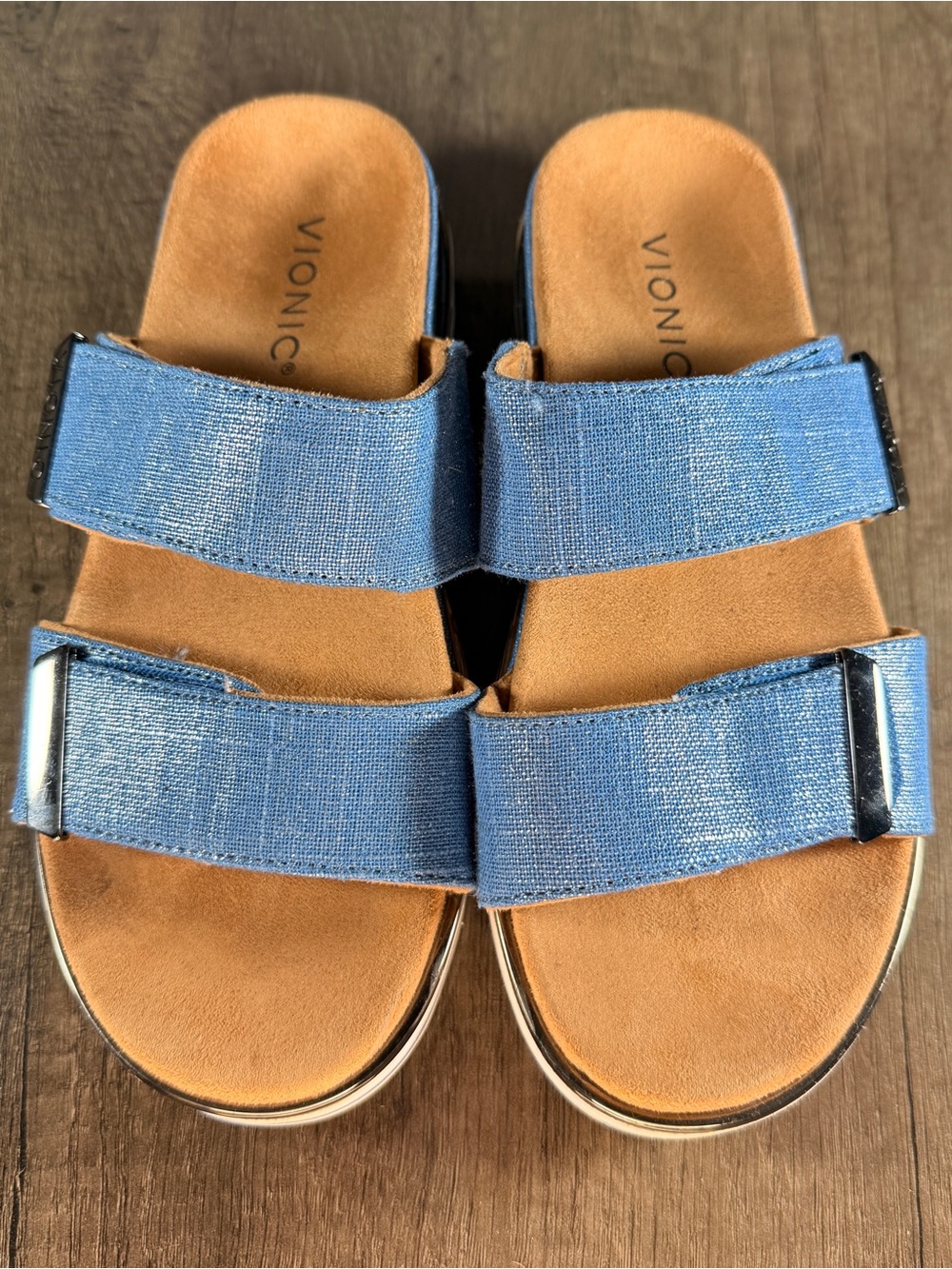 Brandie Vionic Platform Slide Sandals Blue